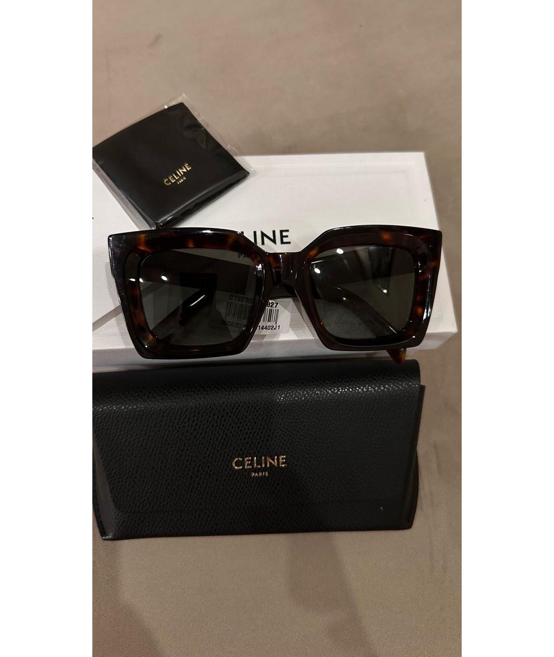 CELINE Коричневые солнцезащитные очки из рога буйвола, фото 8