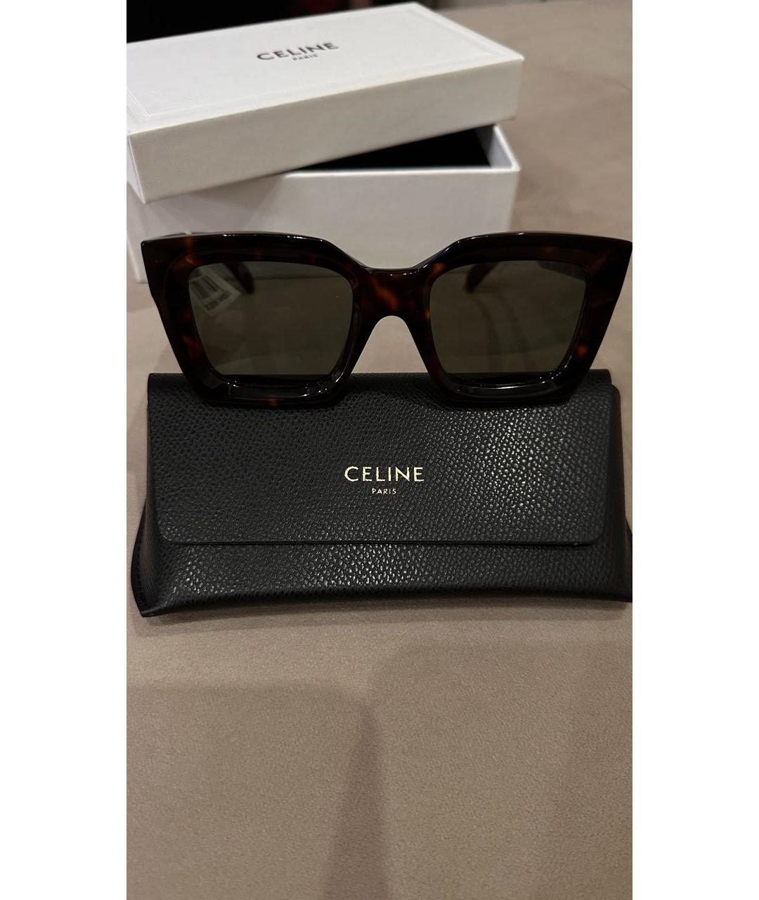 CELINE Коричневые солнцезащитные очки из рога буйвола, фото 2