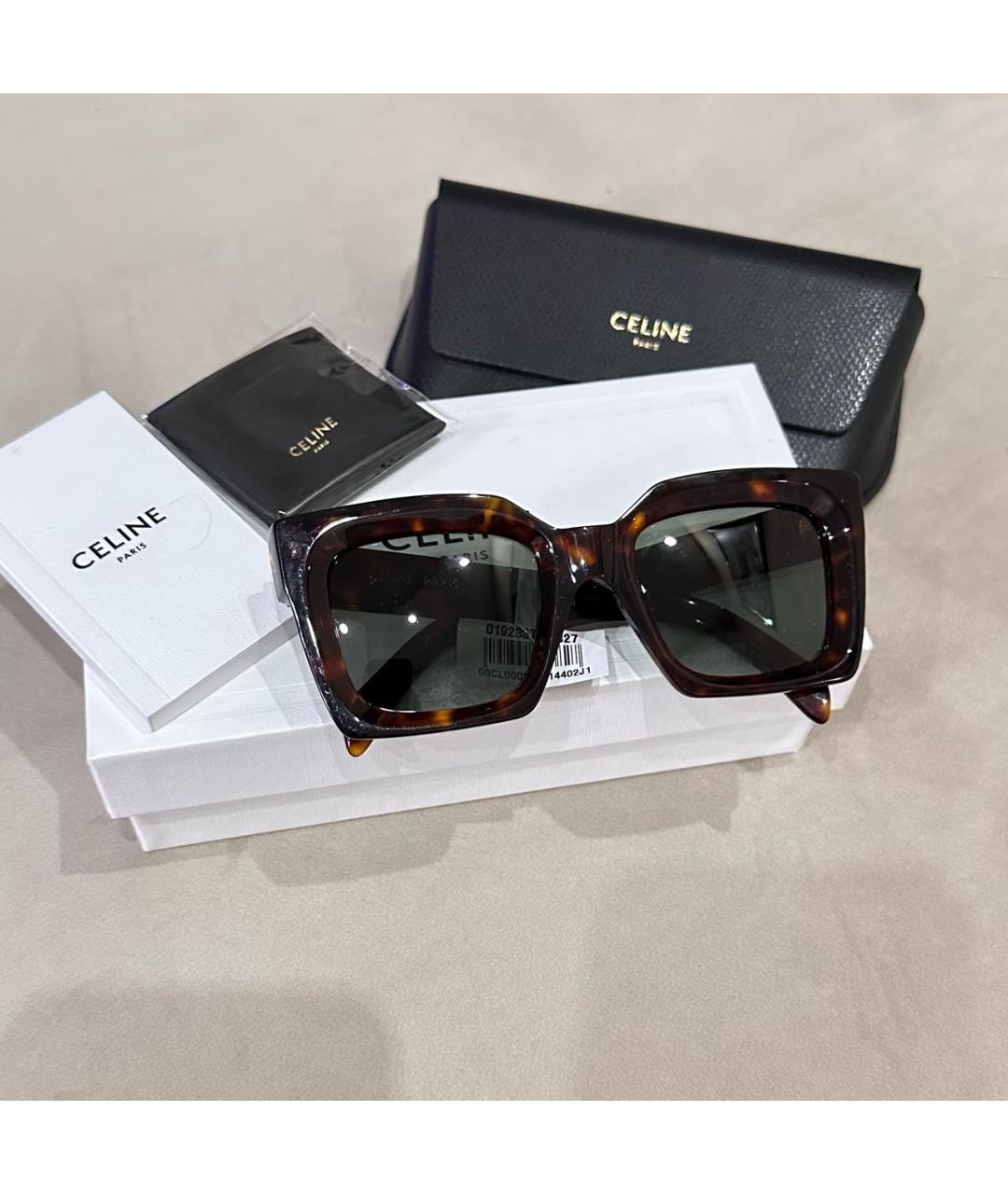 CELINE Коричневые солнцезащитные очки из рога буйвола, фото 5