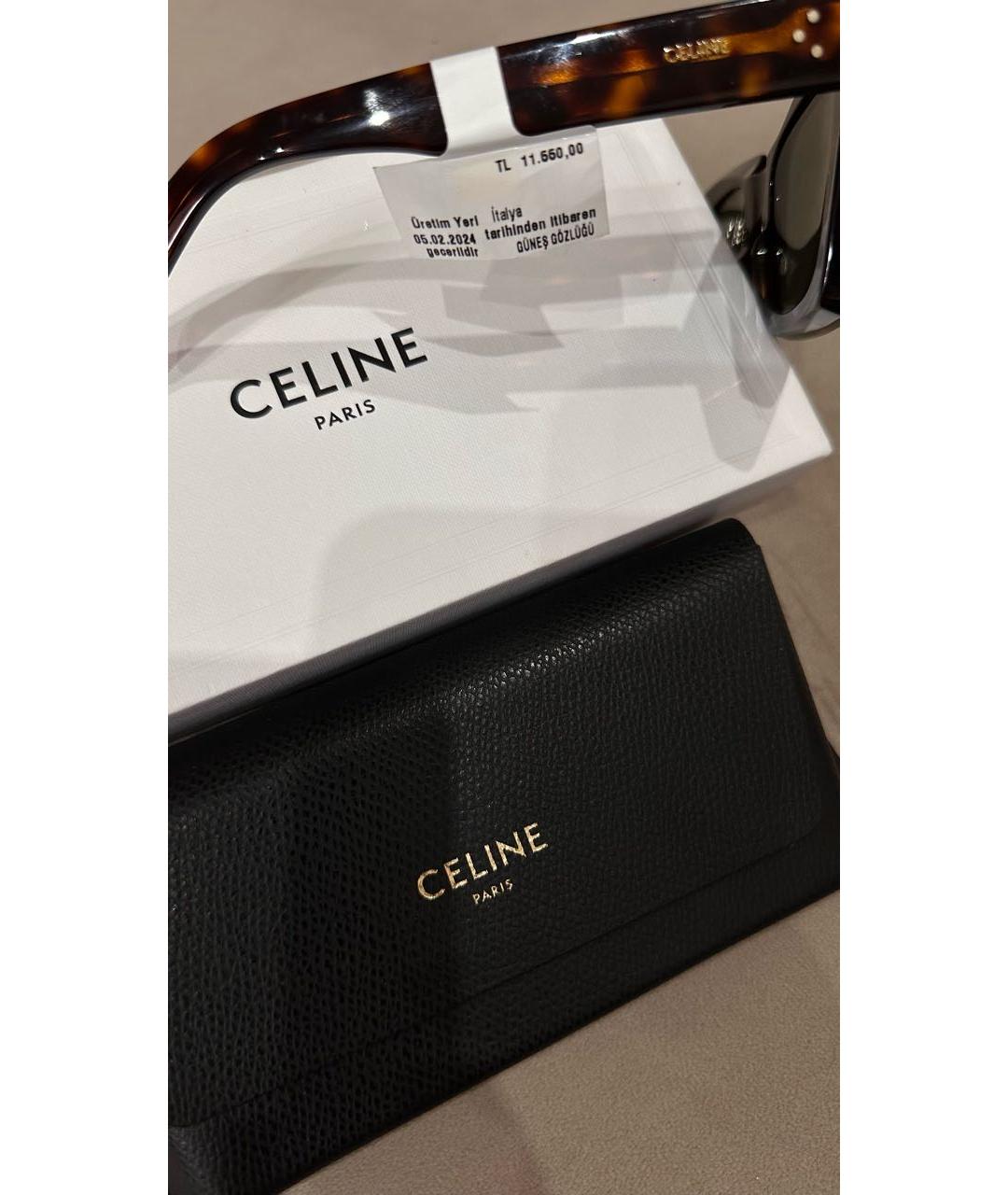 CELINE Коричневые солнцезащитные очки из рога буйвола, фото 4