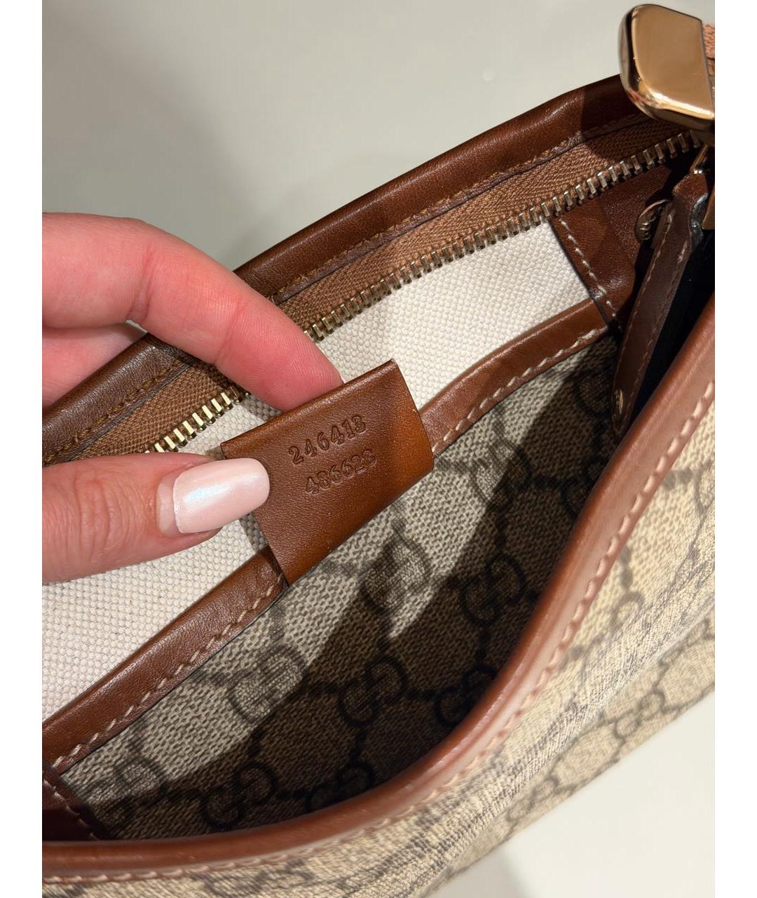 GUCCI Бежевая канва барсетка, фото 8
