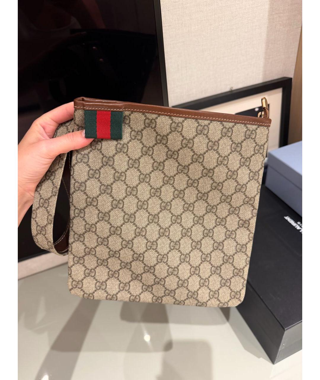 GUCCI Бежевая канва барсетка, фото 9