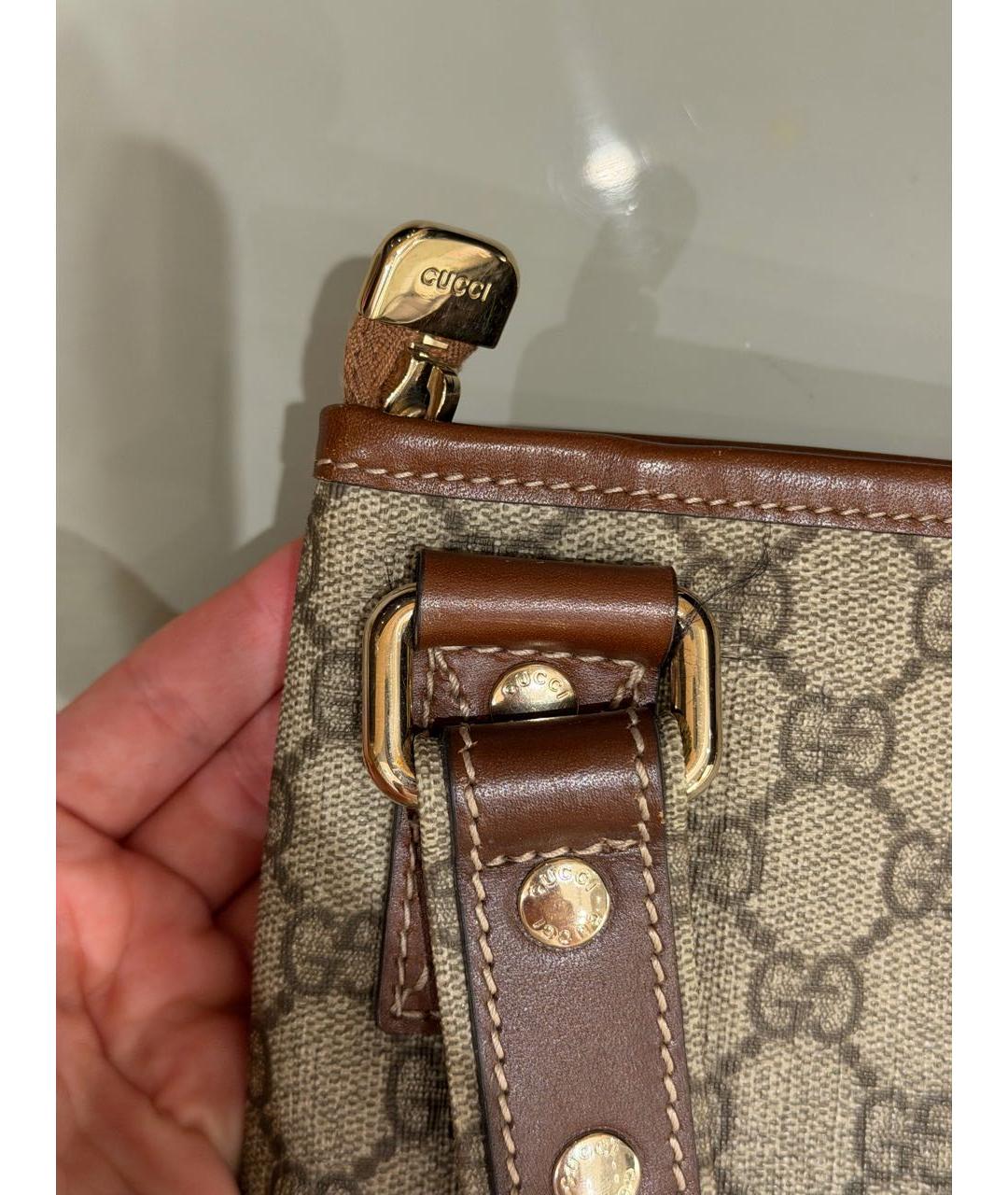 GUCCI Бежевая канва барсетка, фото 5