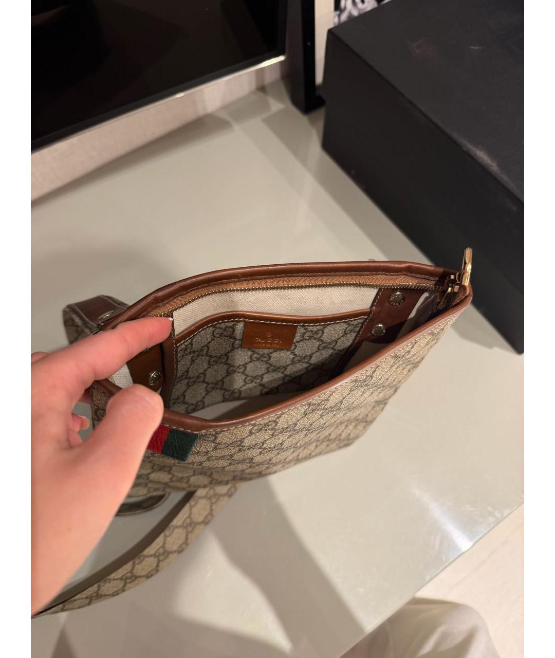 GUCCI Бежевая канва барсетка, фото 7