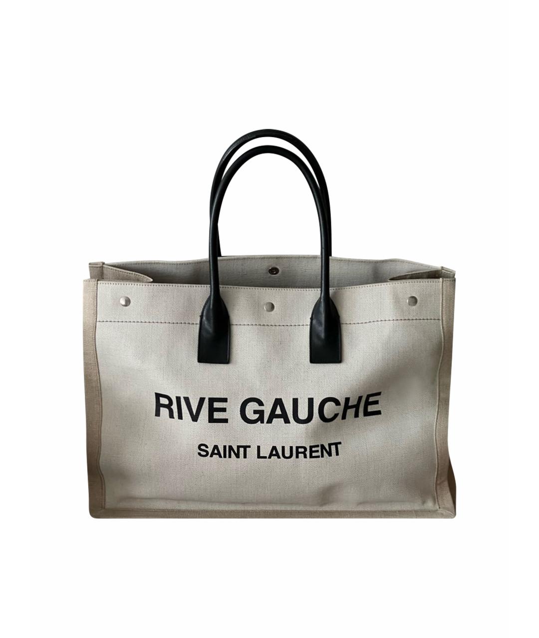 SAINT LAURENT Бежевая тканевая пляжная сумка, фото 1
