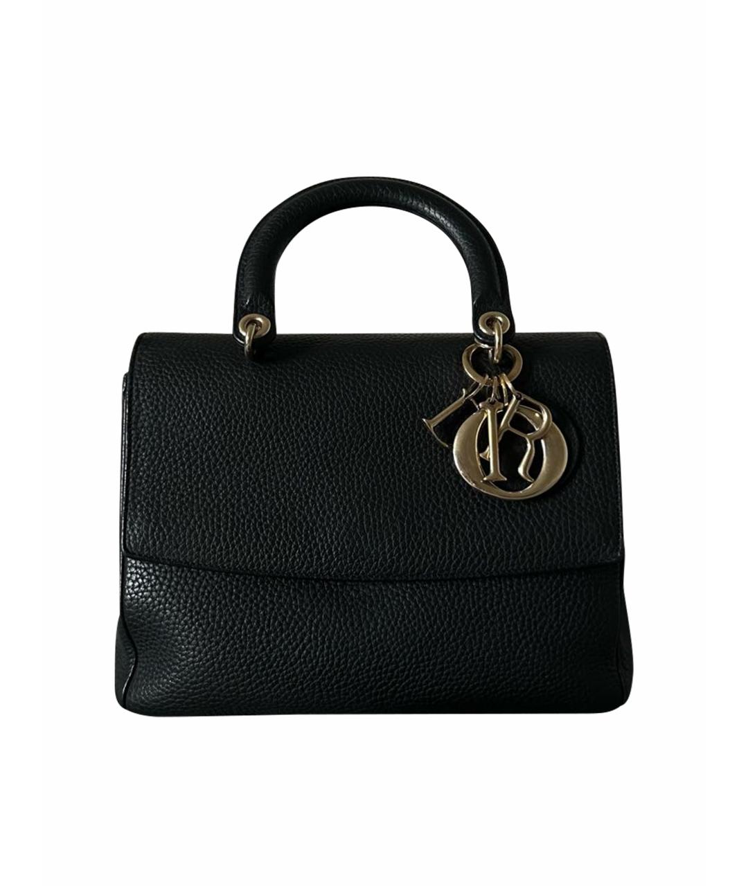 CHRISTIAN DIOR Черная кожаная сумка с короткими ручками, фото 1