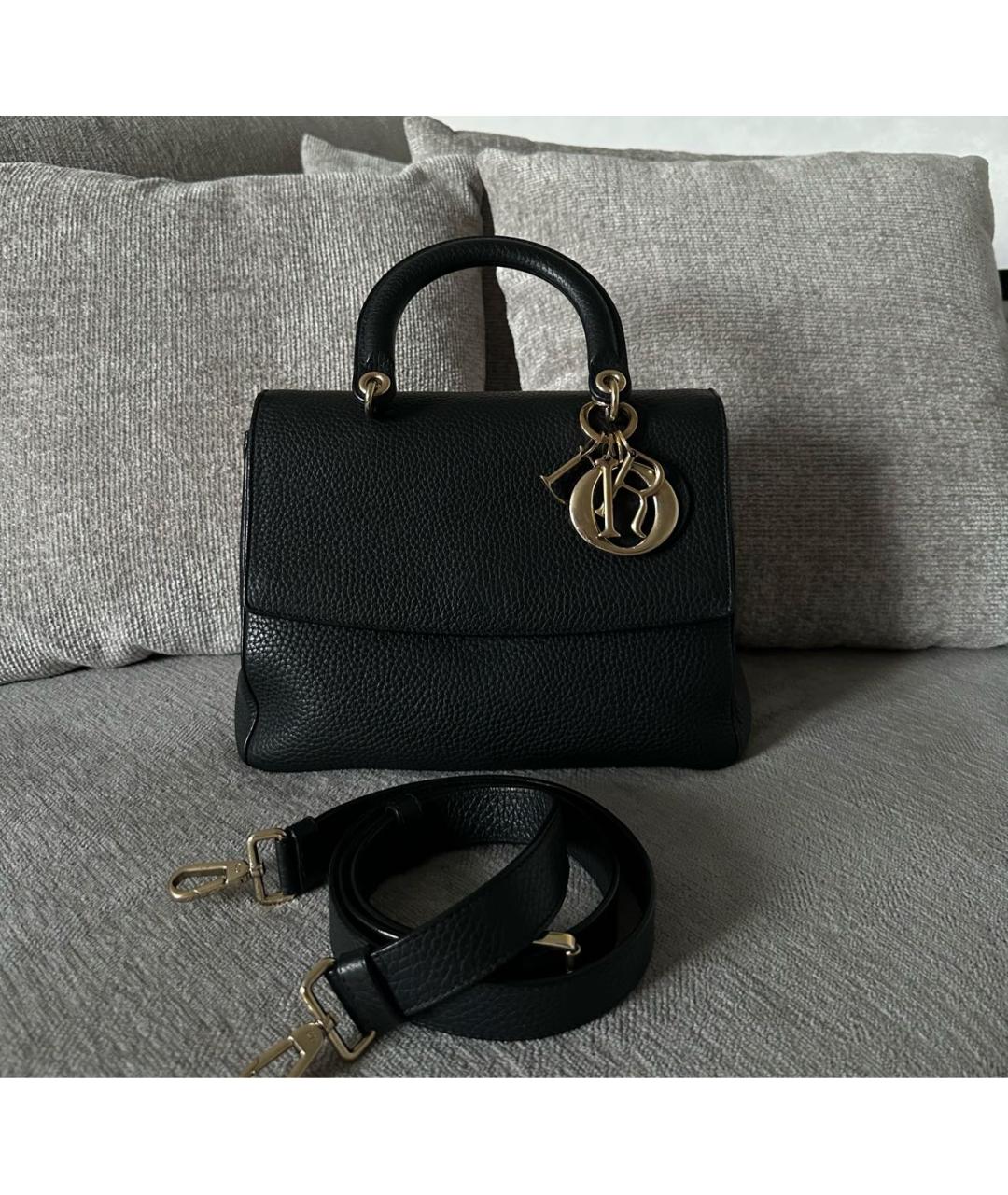 CHRISTIAN DIOR Черная кожаная сумка с короткими ручками, фото 2