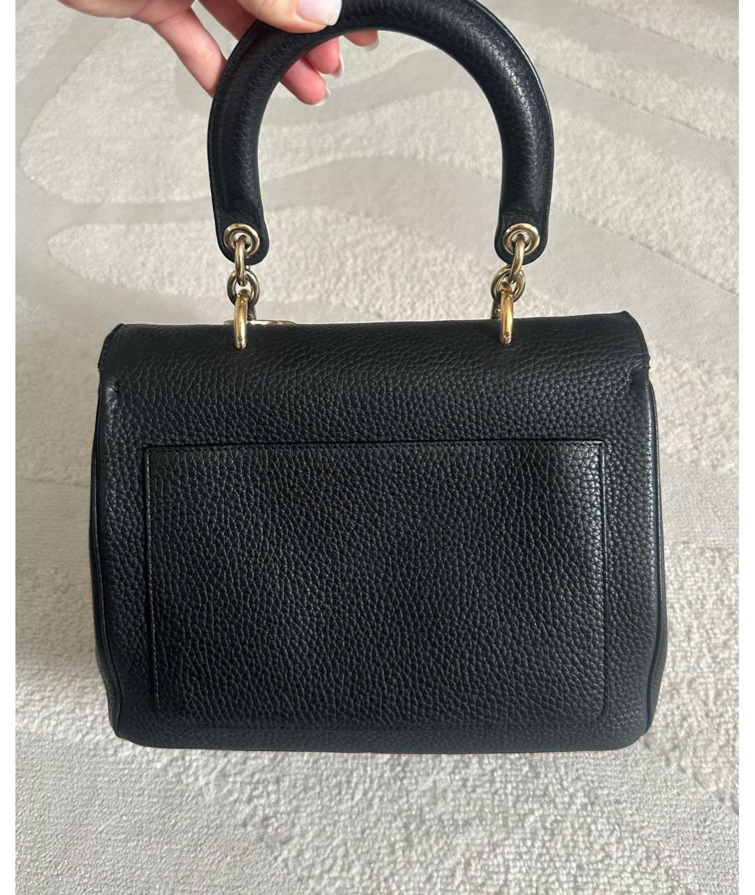 CHRISTIAN DIOR Черная кожаная сумка с короткими ручками, фото 4