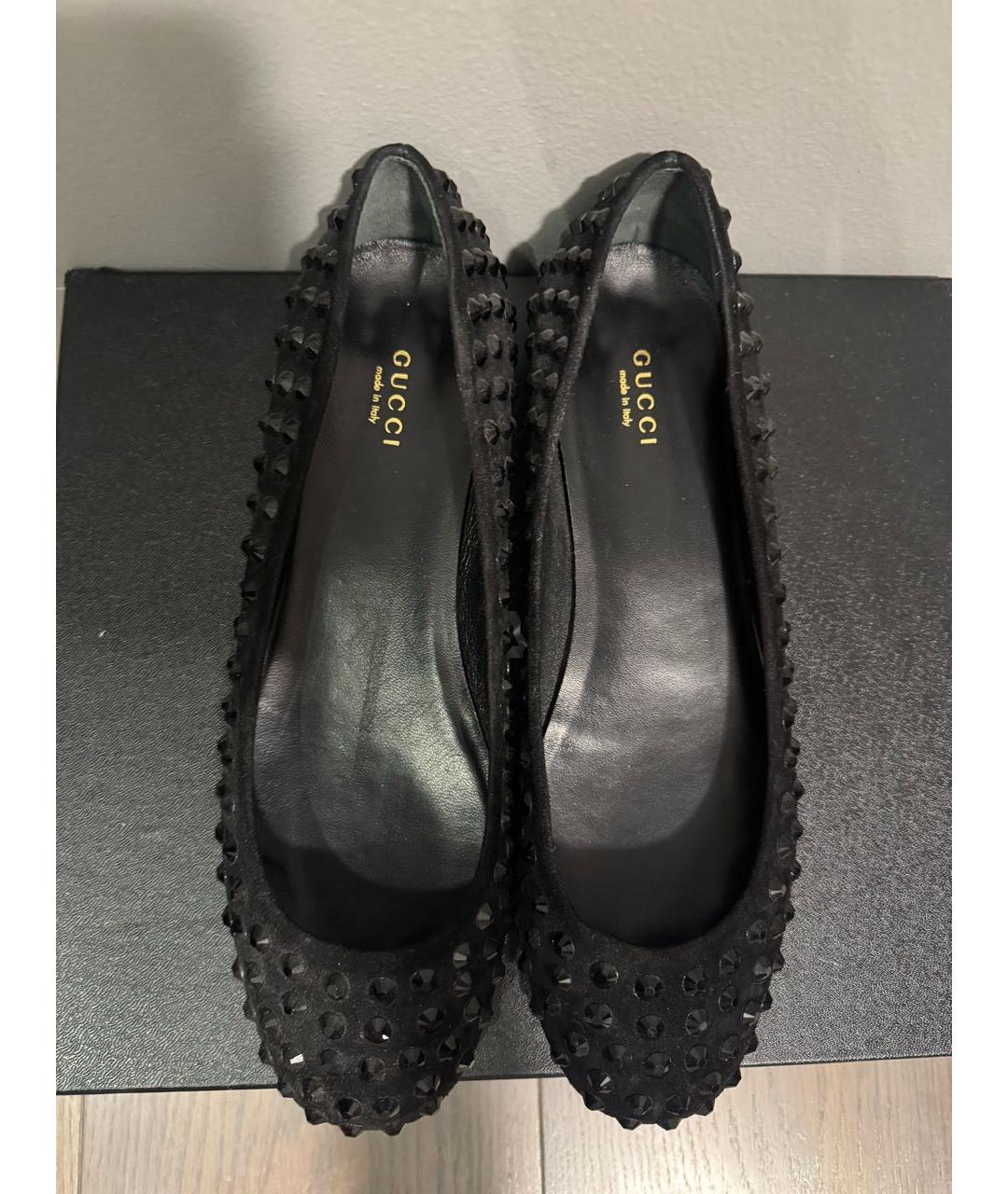 GUCCI Черные бархатные балетки, фото 3