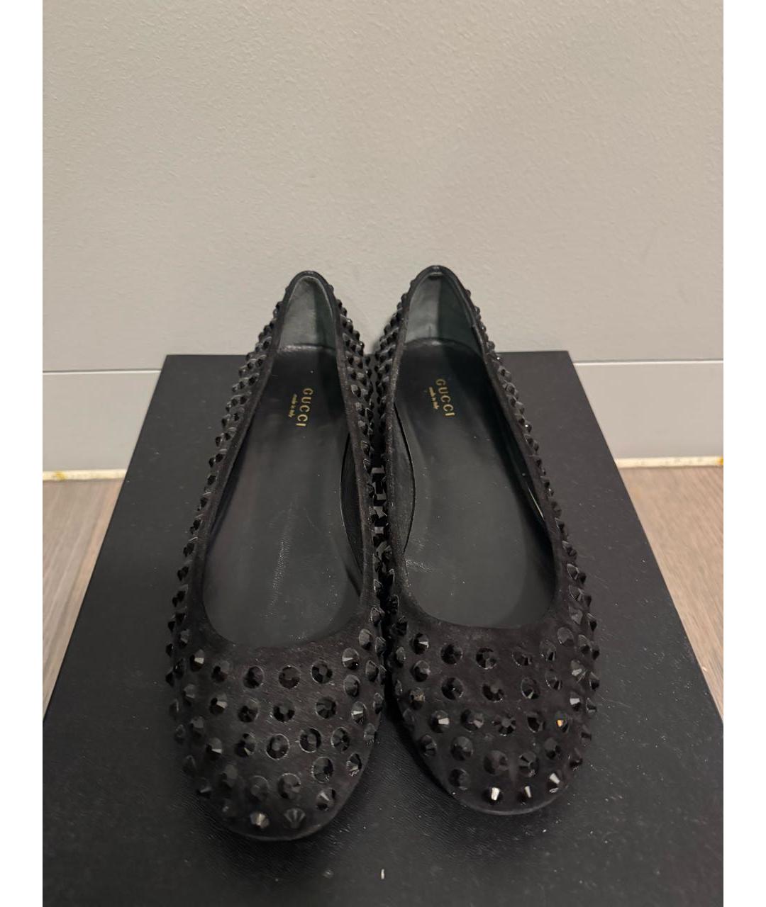 GUCCI Черные бархатные балетки, фото 2