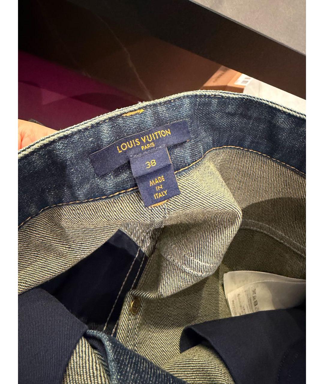 LOUIS VUITTON Темно-синие хлопко-эластановые джинсы слим, фото 5