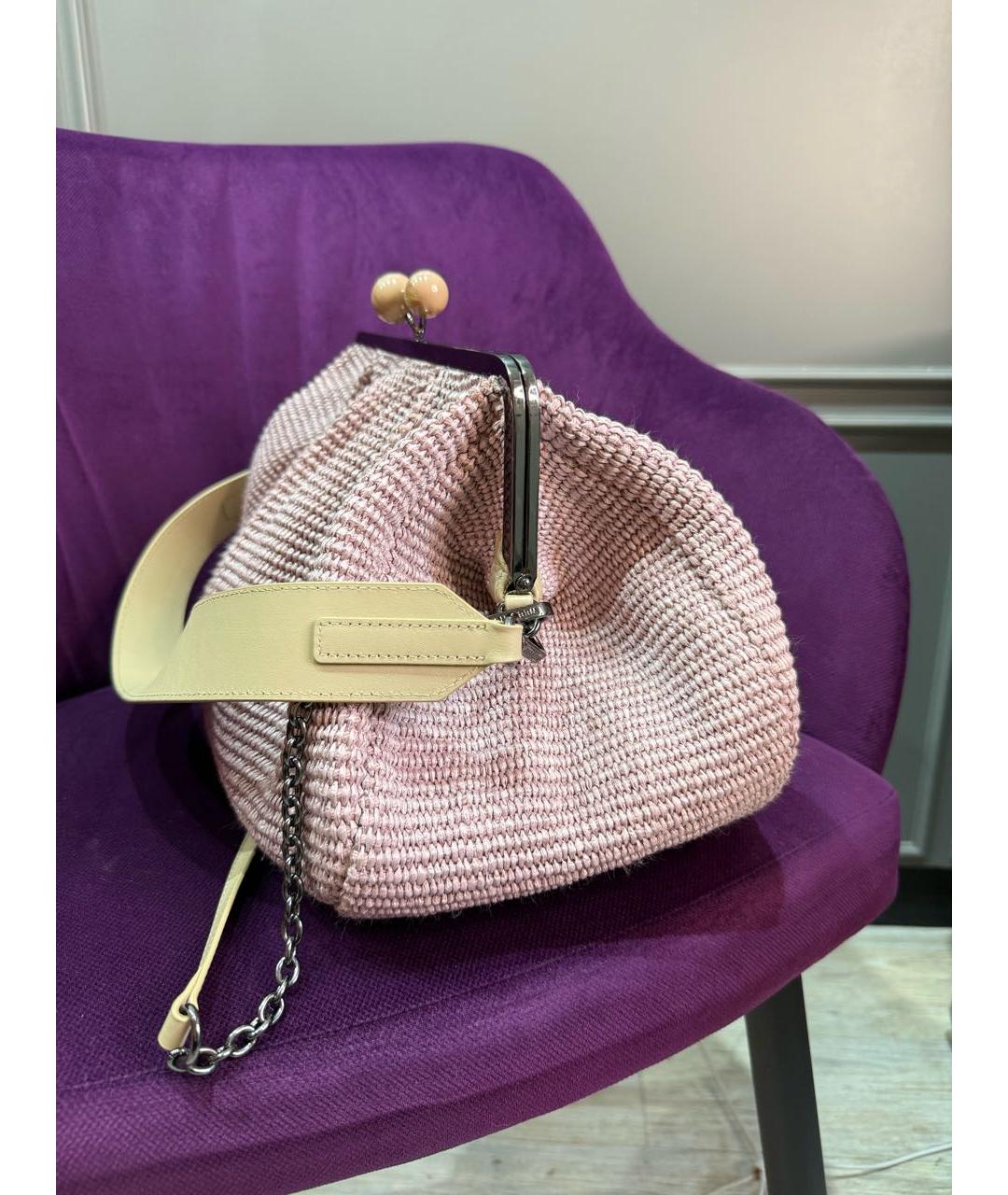WEEKEND MAX MARA Розовая рафия сумка тоут, фото 3