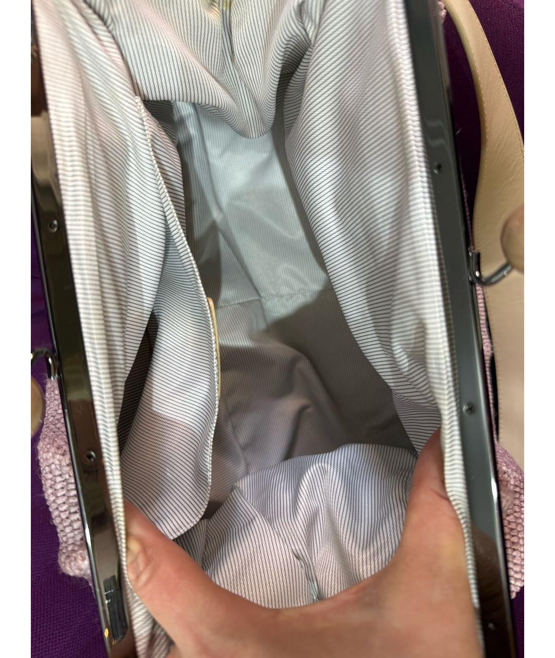 WEEKEND MAX MARA Розовая рафия сумка тоут, фото 7