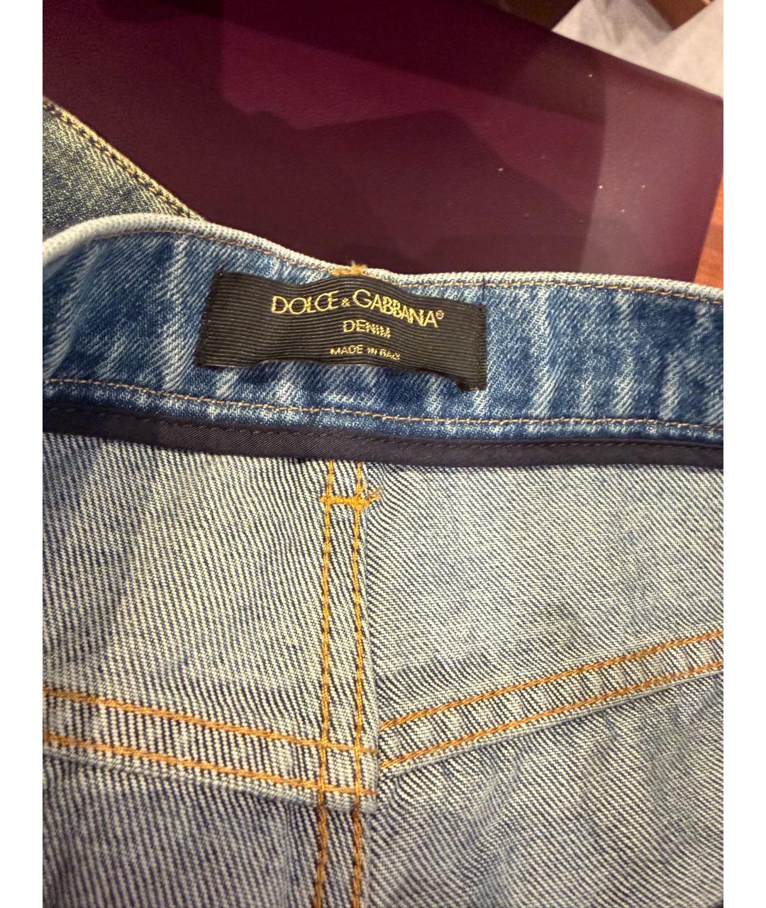 DOLCE&GABBANA Синие хлопковые джинсы слим, фото 5
