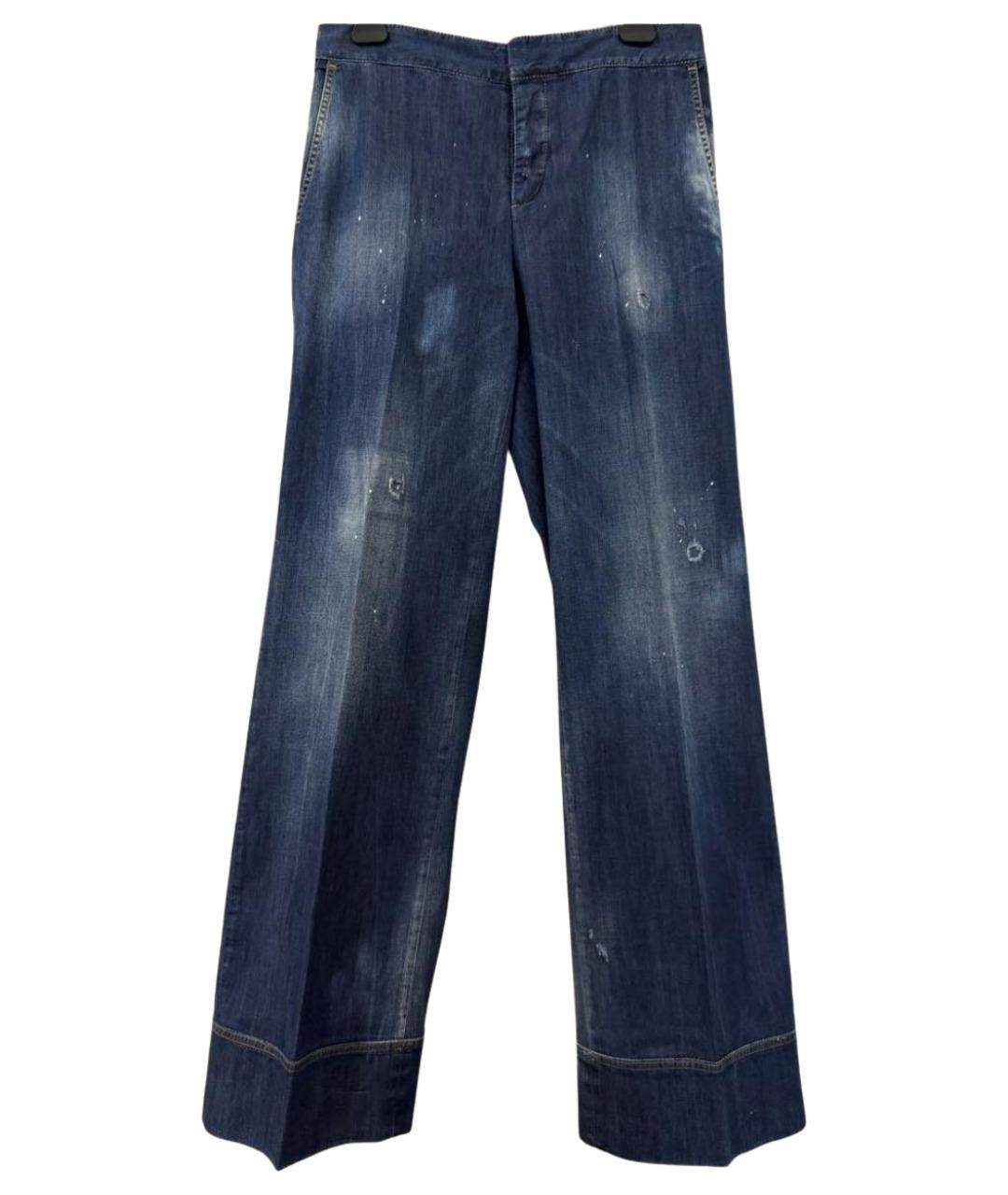 DSQUARED2 Темно-синие хлопко-эластановые прямые джинсы, фото 1