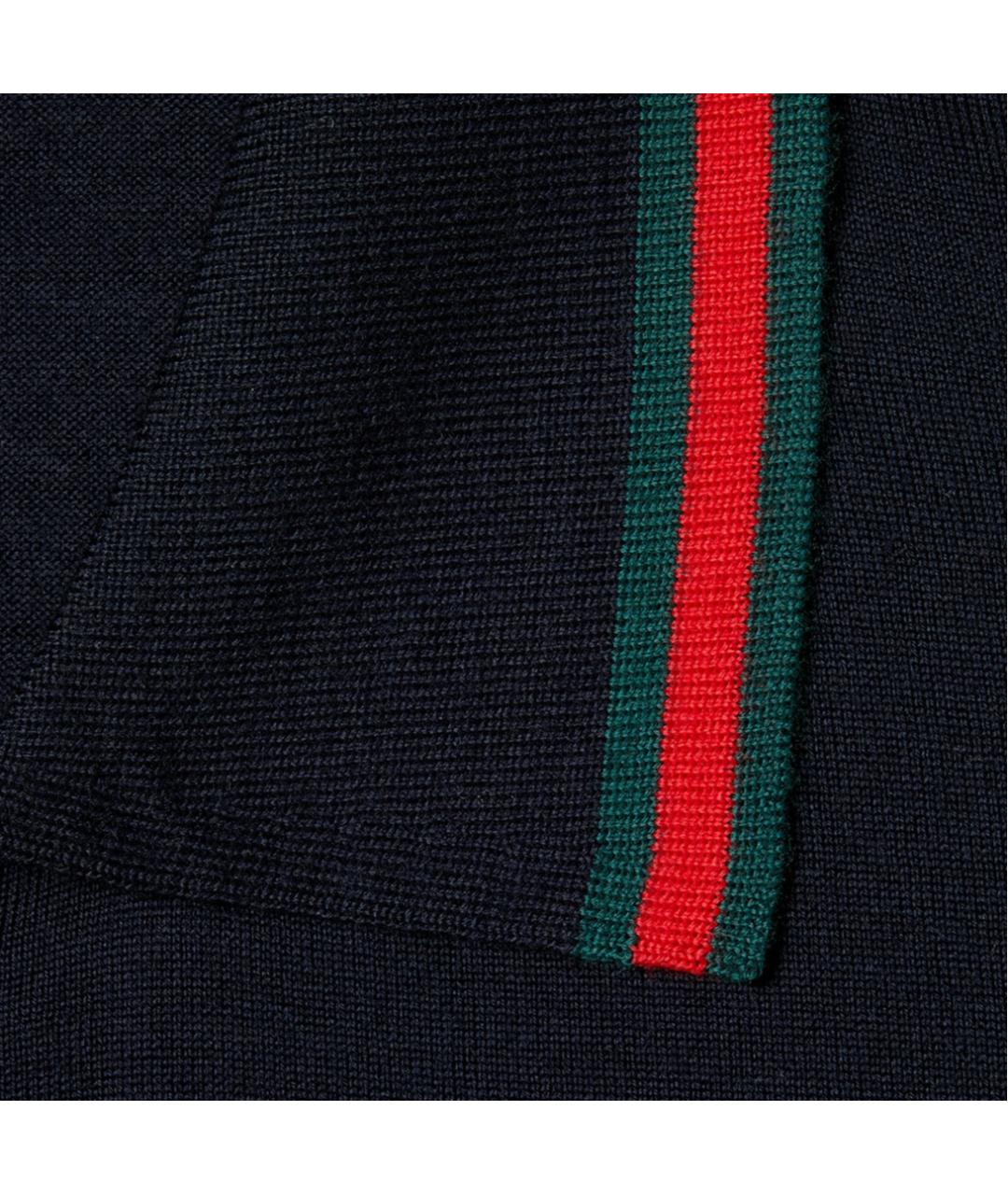 GUCCI Темно-синее шерстяное поло с коротким рукавом, фото 2