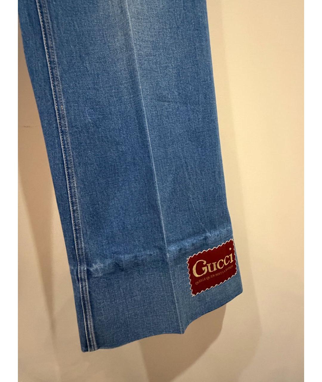 GUCCI Синие хлопко-эластановые джинсы клеш, фото 3