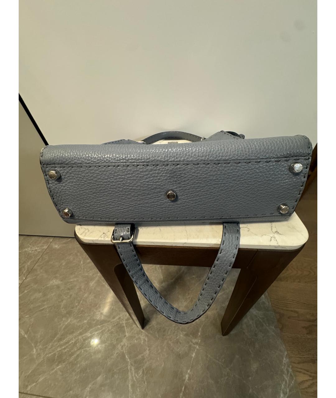 FENDI Голубая кожаная сумка через плечо, фото 3