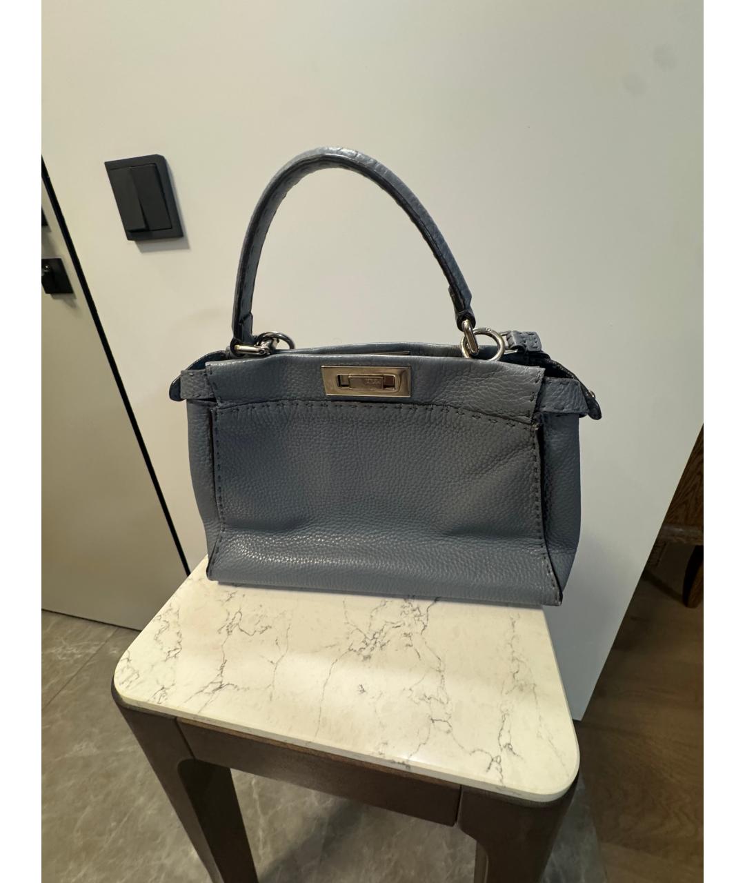 FENDI Голубая кожаная сумка через плечо, фото 2