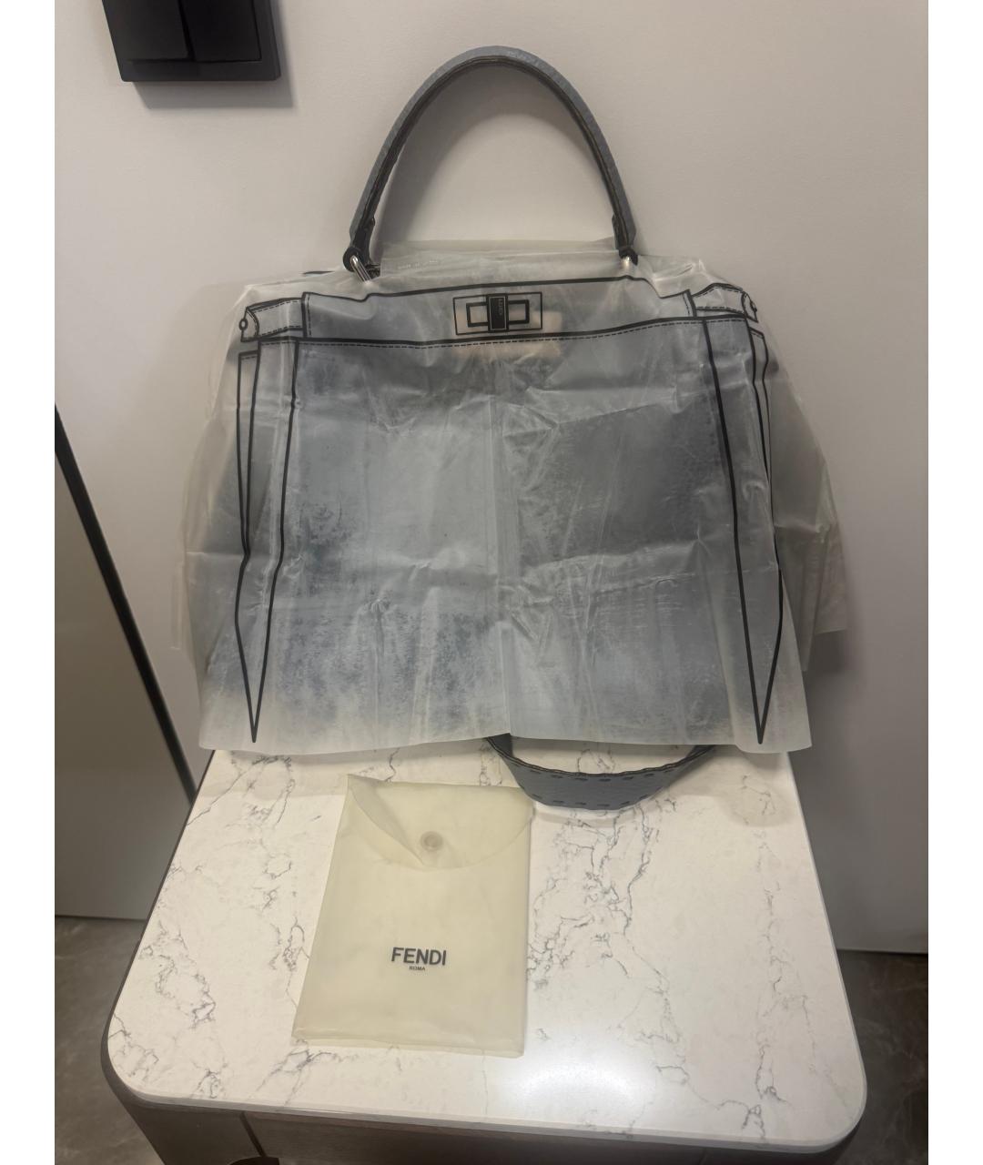 FENDI Голубая кожаная сумка через плечо, фото 7