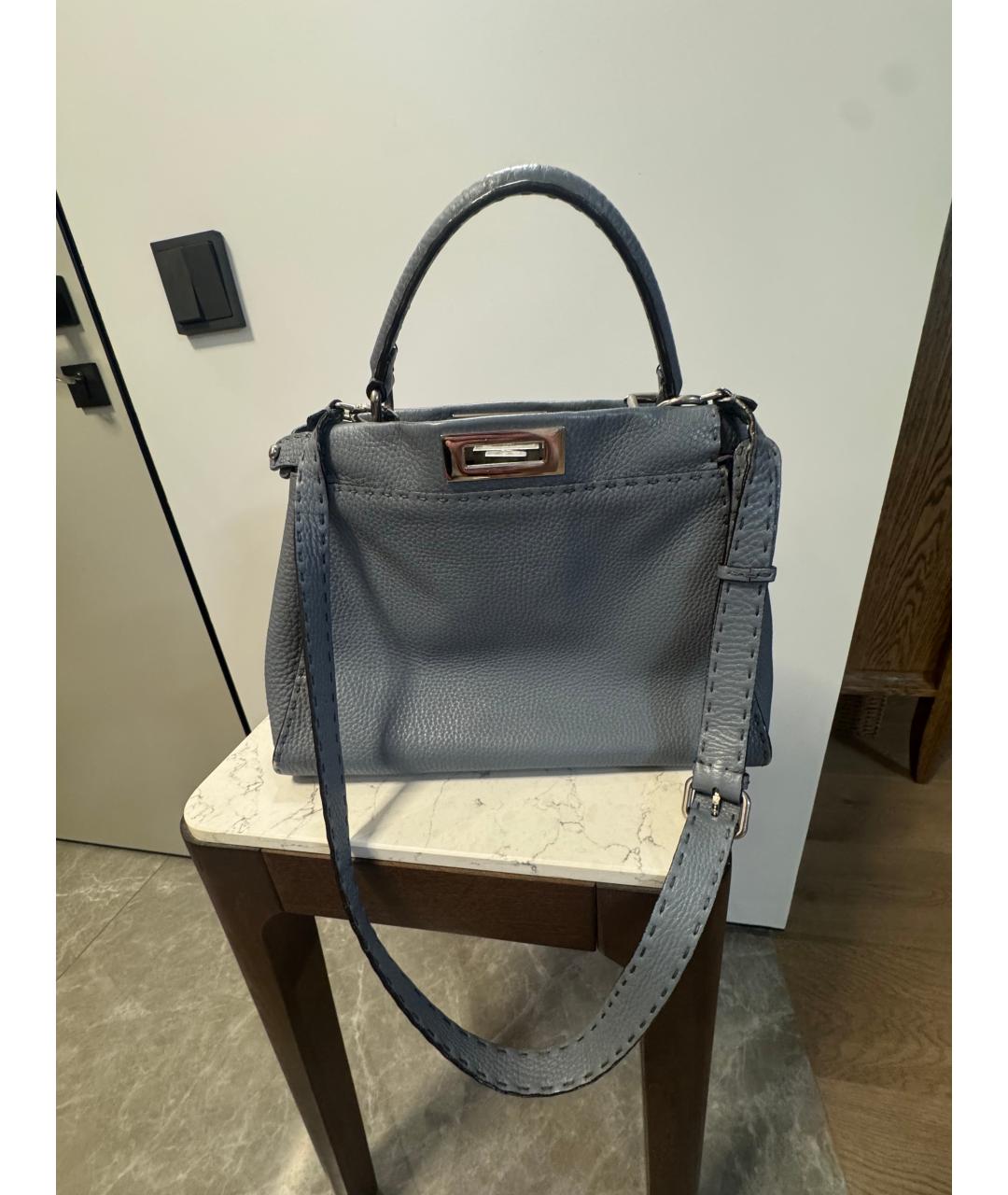 FENDI Голубая кожаная сумка через плечо, фото 10