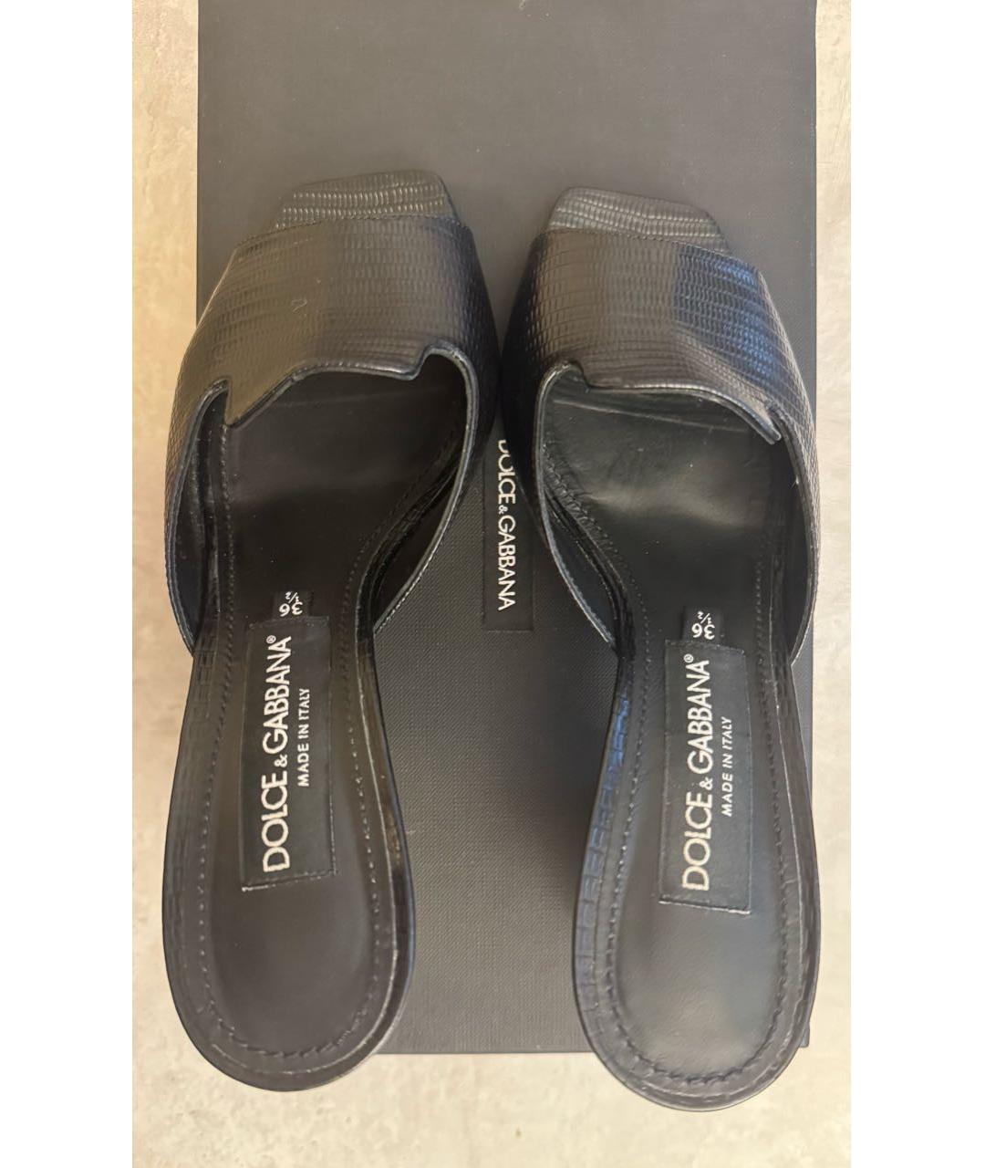 DOLCE&GABBANA Черные кожаные мюли, фото 5