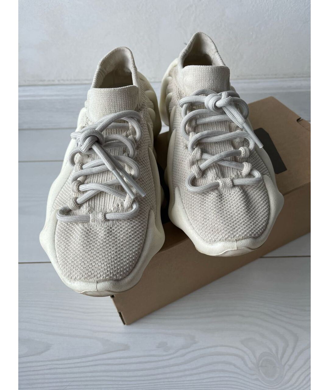ADIDAS YEEZY Бежевые текстильные кроссовки, фото 2