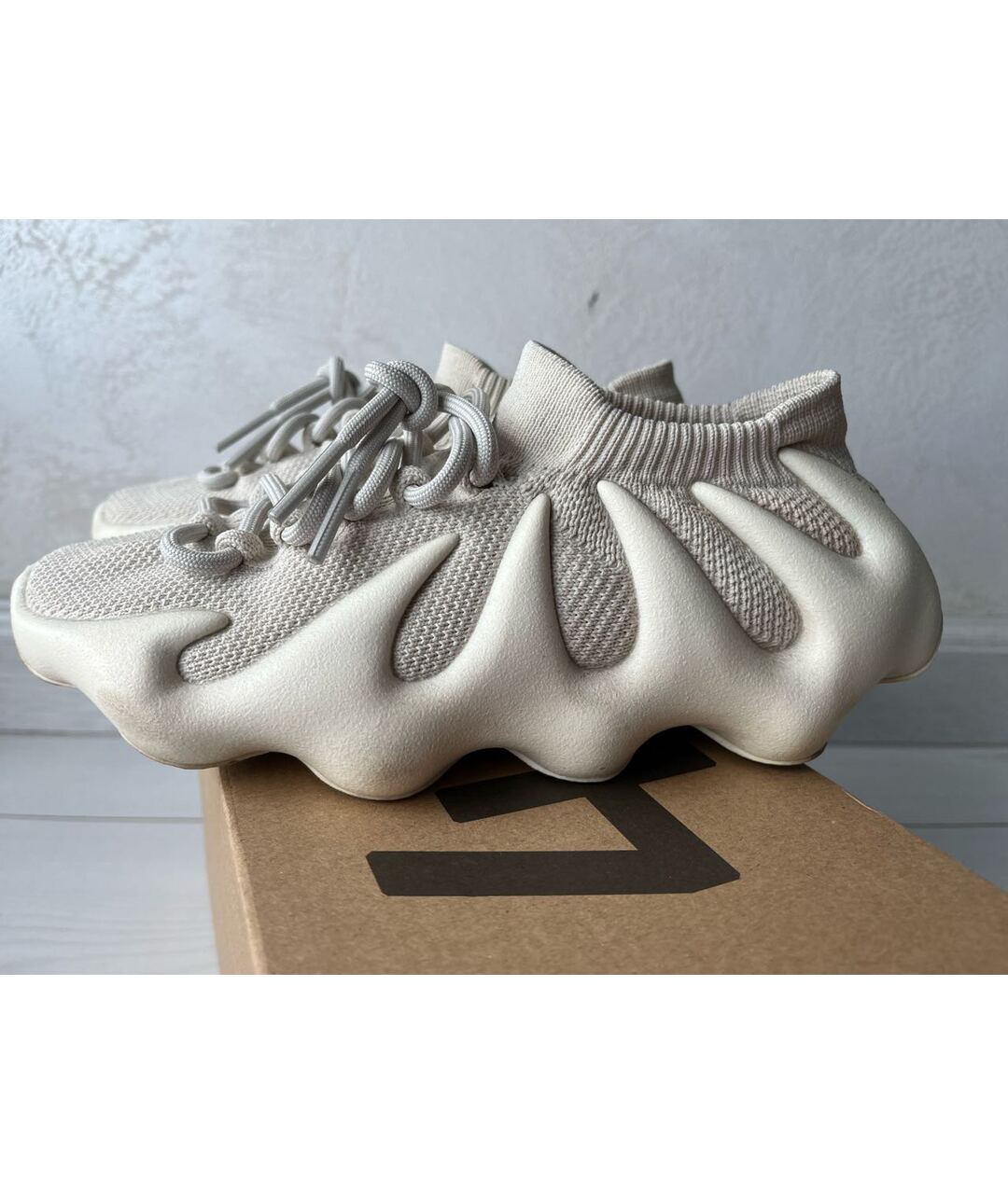 ADIDAS YEEZY Бежевые текстильные кроссовки, фото 7