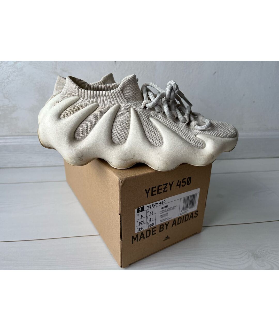 ADIDAS YEEZY Бежевые текстильные кроссовки, фото 6