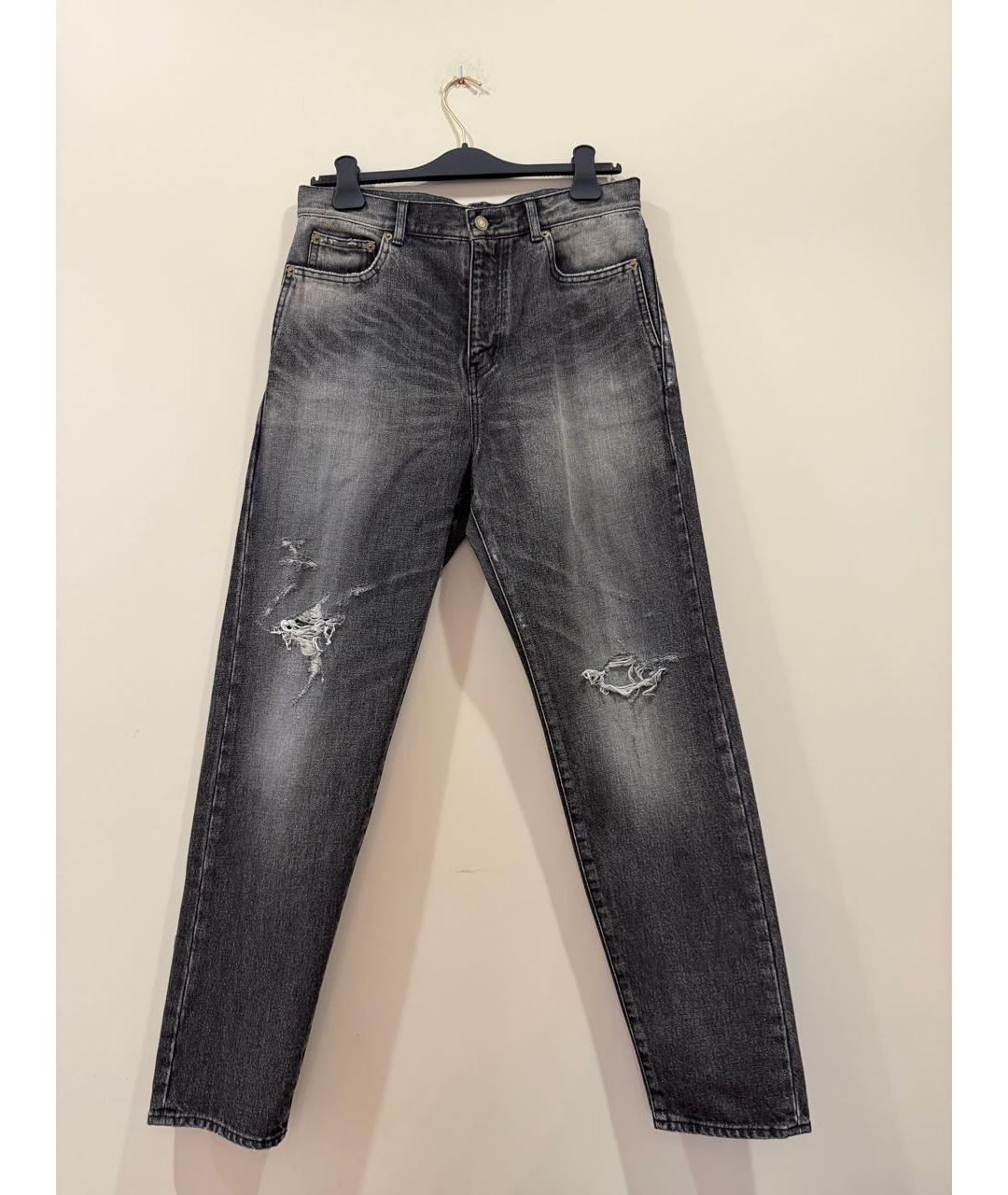 SAINT LAURENT Черные хлопковые джинсы слим, фото 8