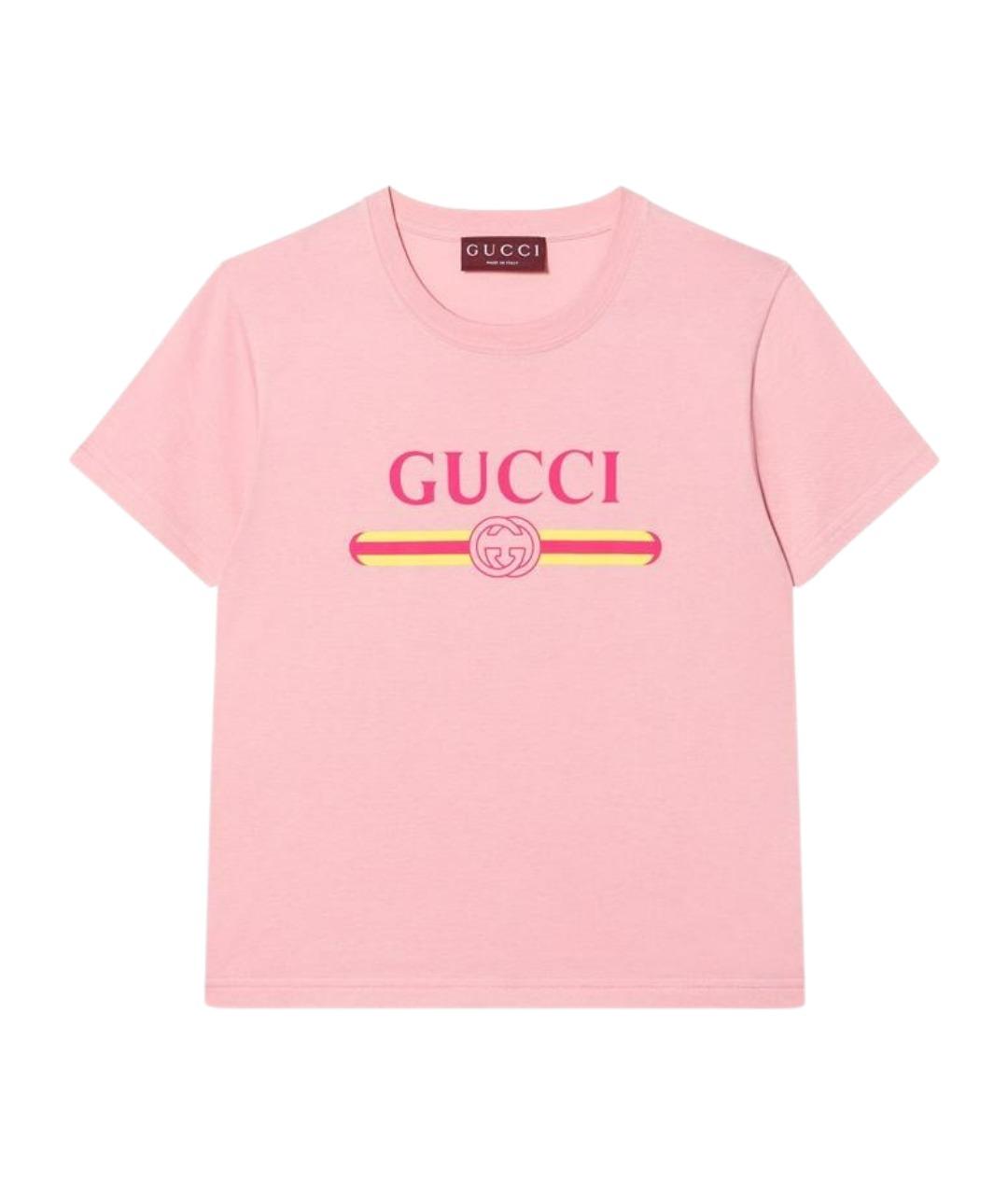 GUCCI Розовая хлопковая футболка, фото 1