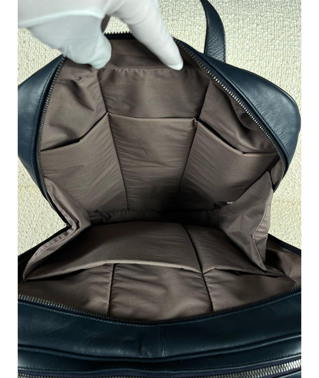 BOTTEGA VENETA Темно-синий кожаный рюкзак, фото 4