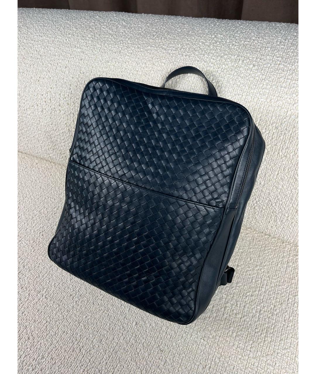 BOTTEGA VENETA Темно-синий кожаный рюкзак, фото 5