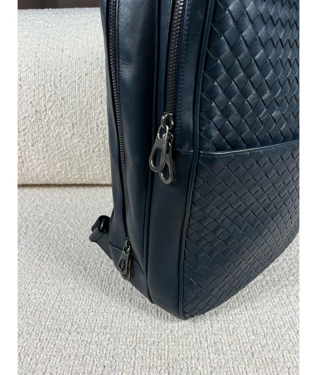 BOTTEGA VENETA Темно-синий кожаный рюкзак, фото 7