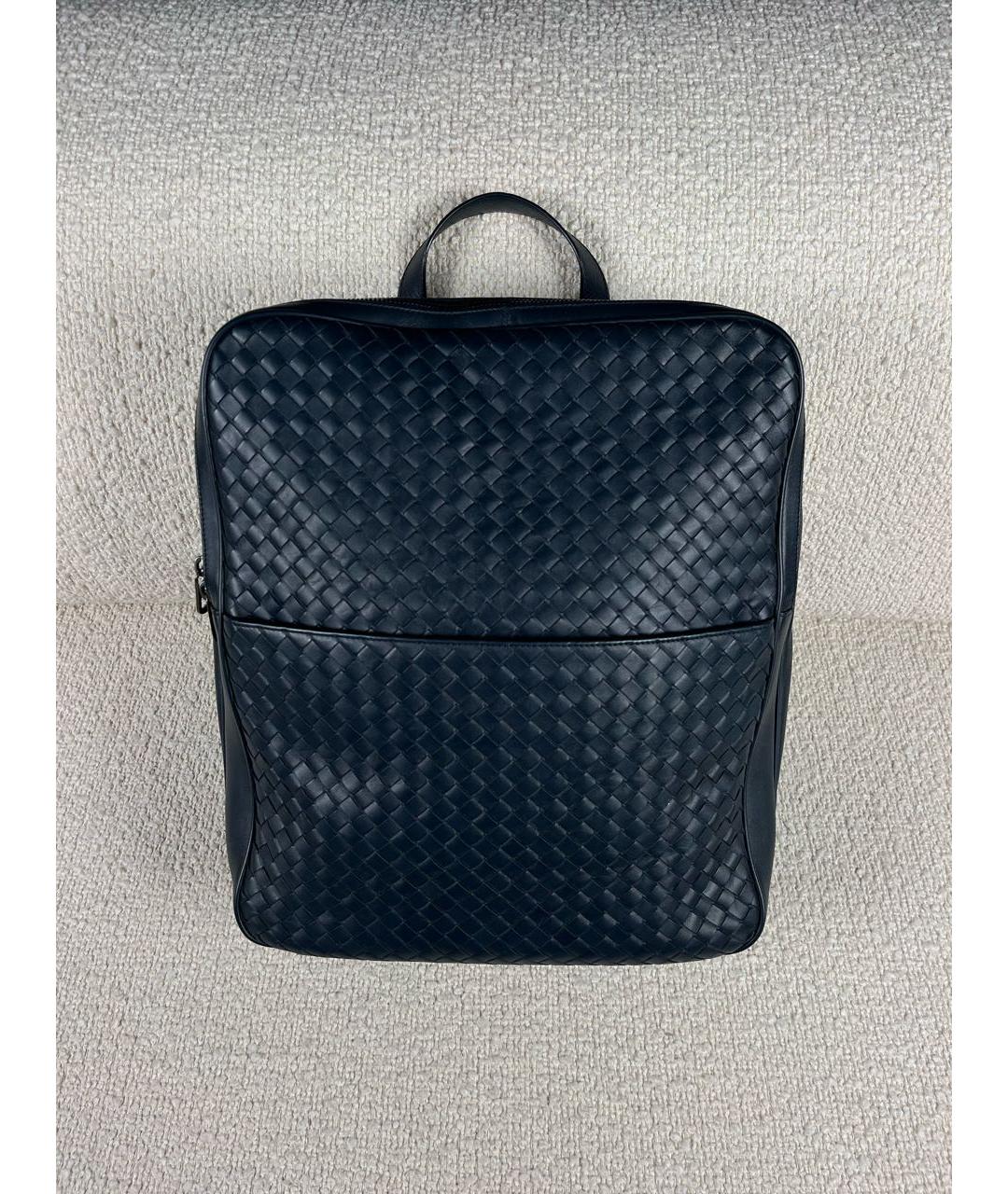 BOTTEGA VENETA Темно-синий кожаный рюкзак, фото 9