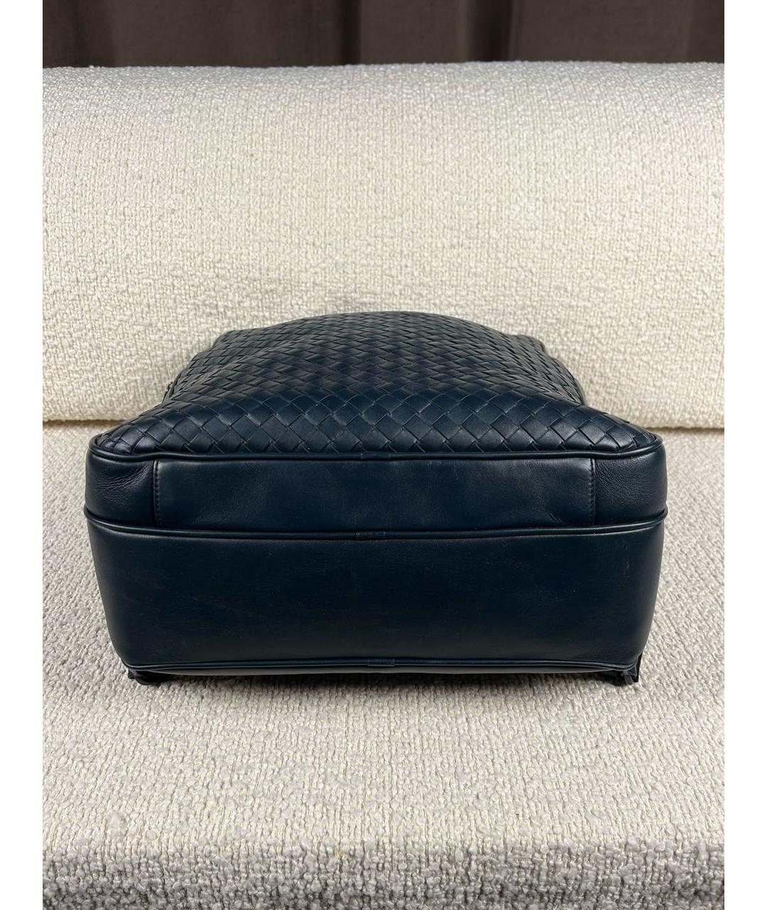 BOTTEGA VENETA Темно-синий кожаный рюкзак, фото 6