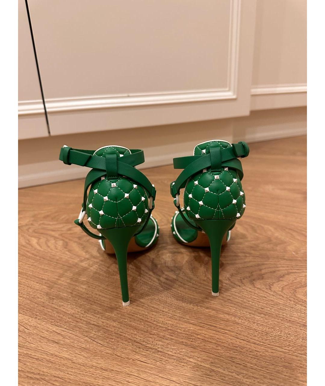 VALENTINO Зеленые кожаные босоножки, фото 4