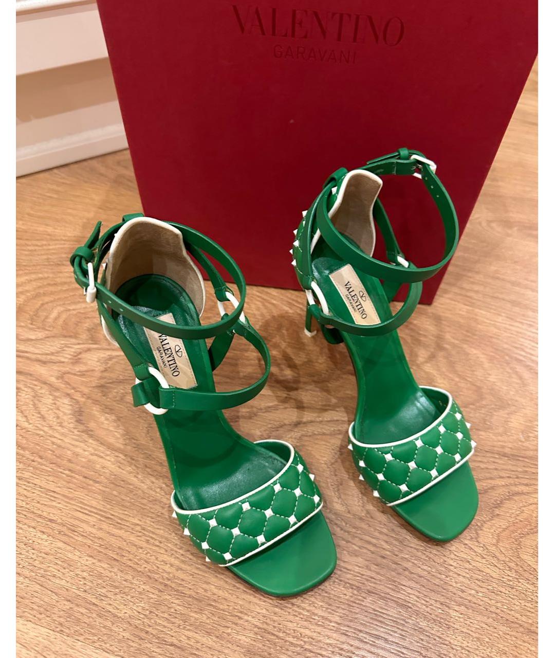 VALENTINO Зеленые кожаные босоножки, фото 3