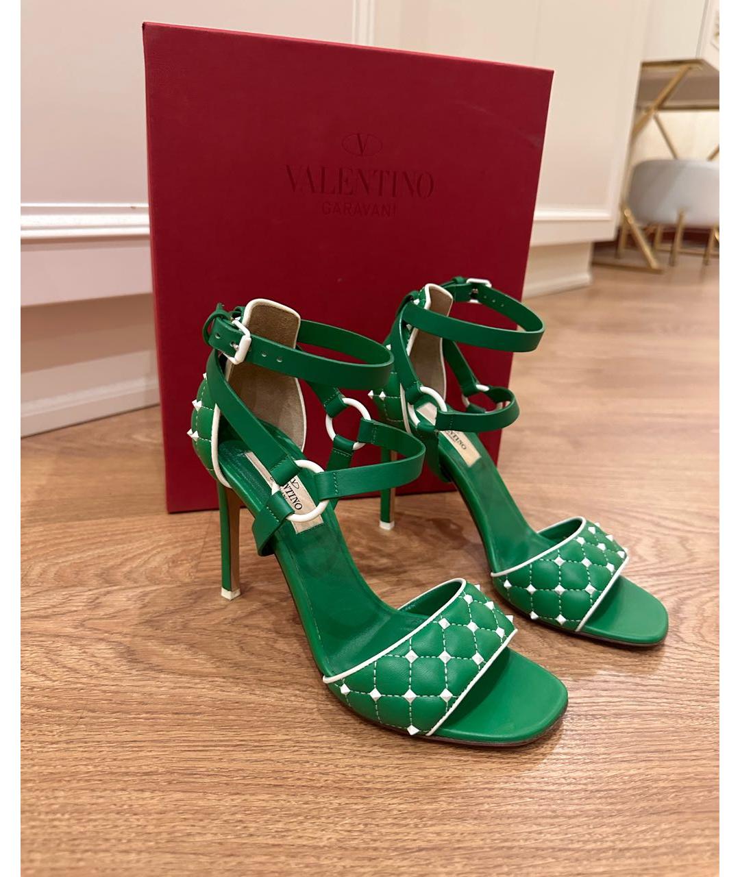 VALENTINO Зеленые кожаные босоножки, фото 5