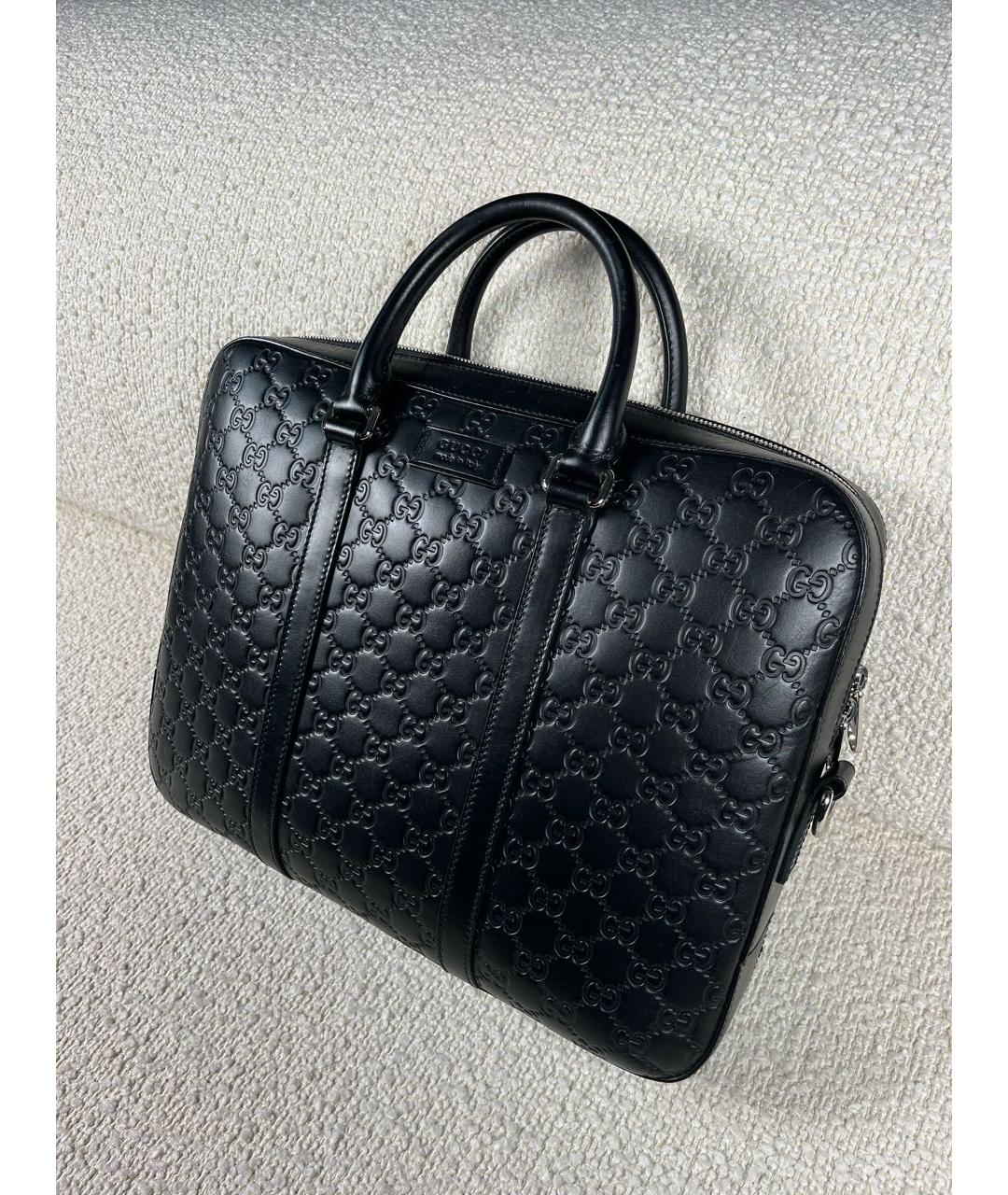 GUCCI Черный кожаный портфель, фото 5