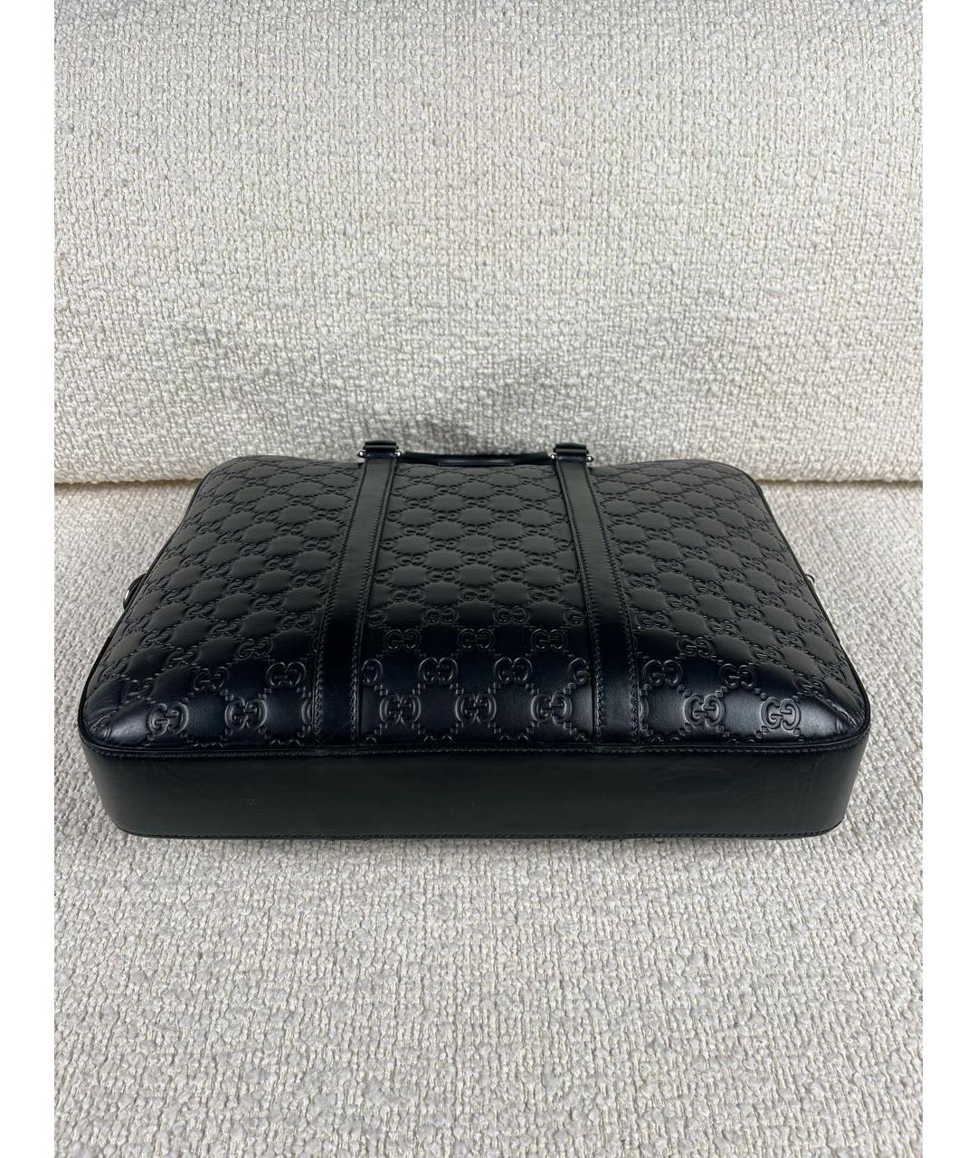 GUCCI Черный кожаный портфель, фото 7