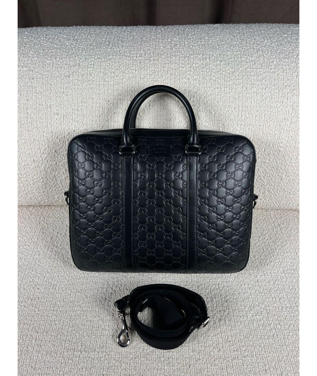 GUCCI Черный кожаный портфель, фото 6