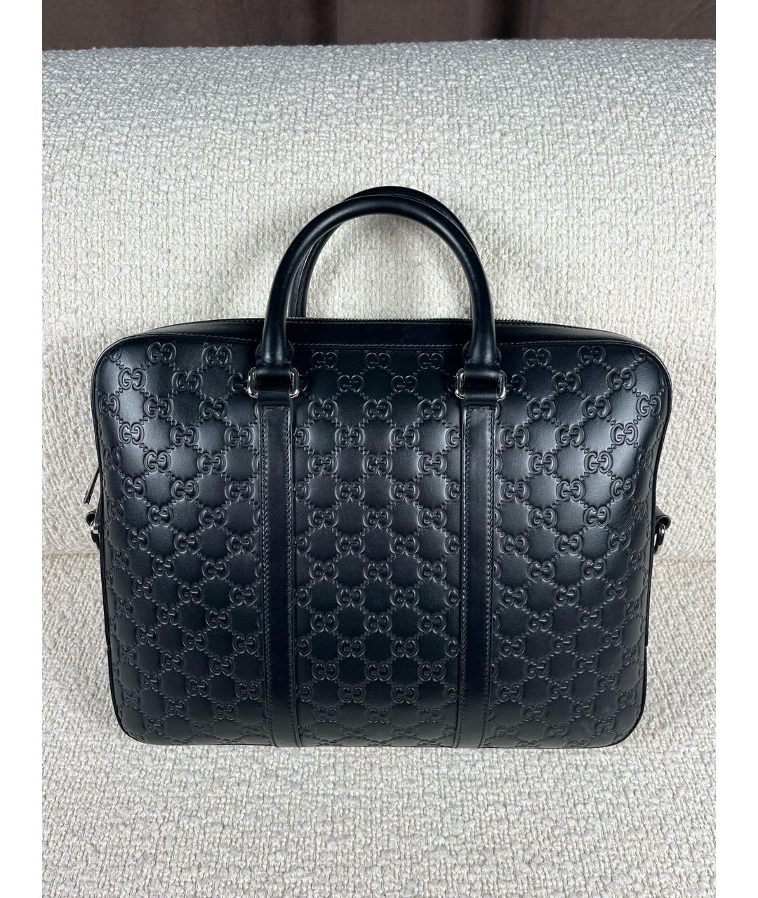 GUCCI Черный кожаный портфель, фото 3