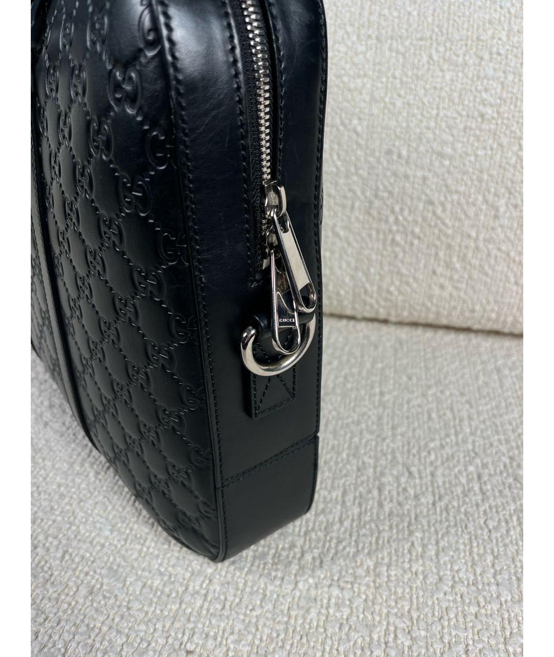 GUCCI Черный кожаный портфель, фото 8