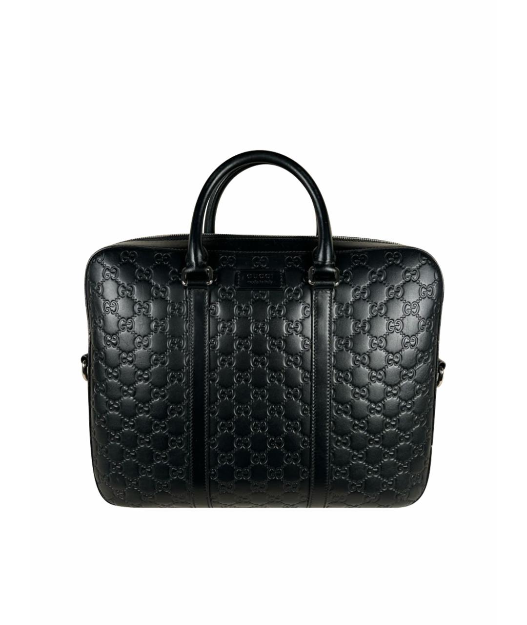 GUCCI Черный кожаный портфель, фото 1