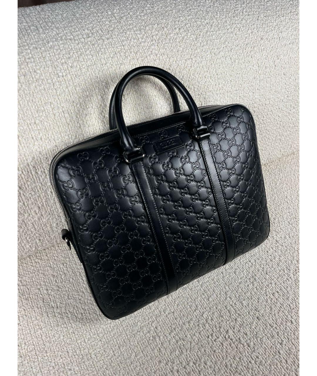GUCCI Черный кожаный портфель, фото 2