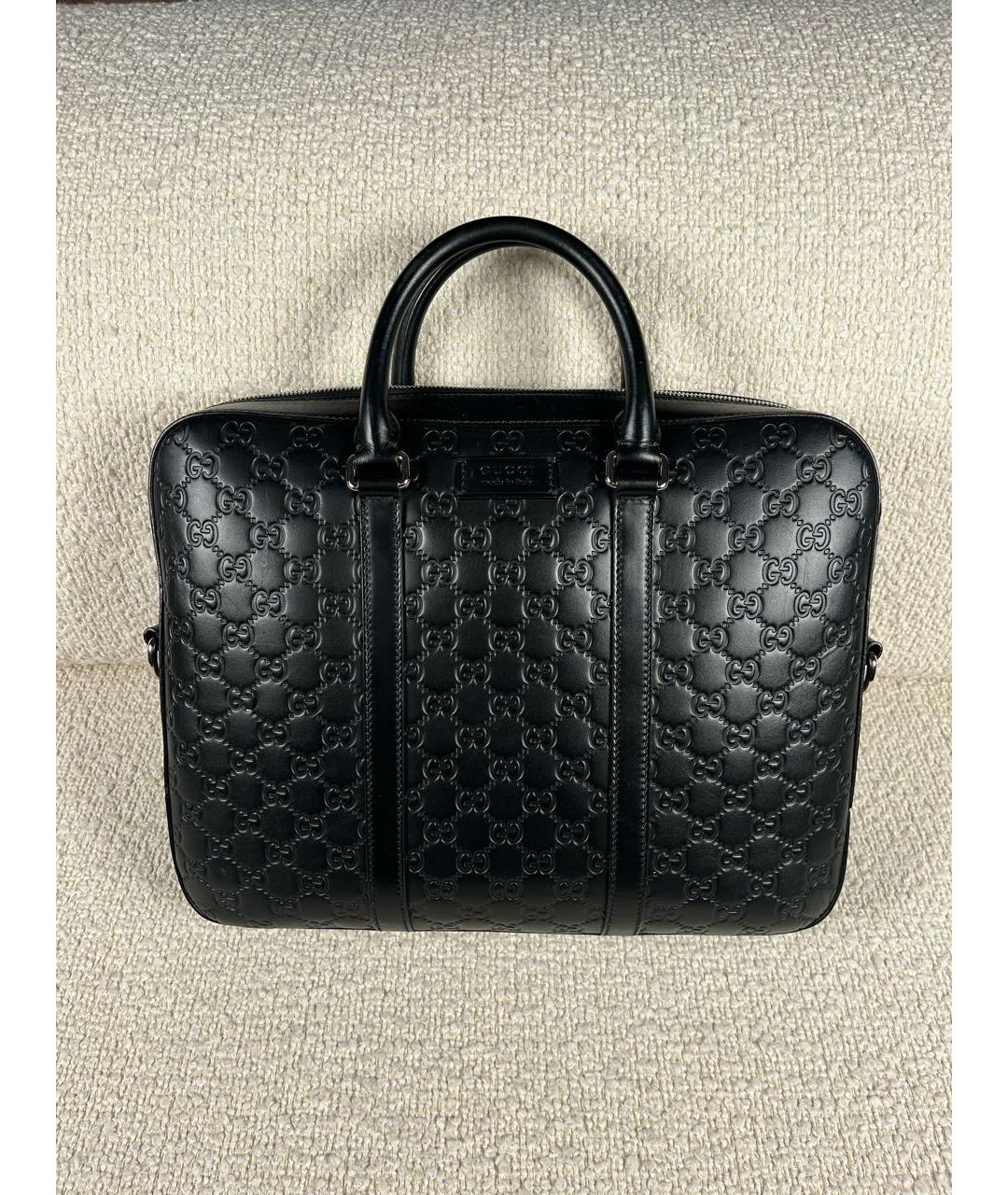 GUCCI Черный кожаный портфель, фото 9