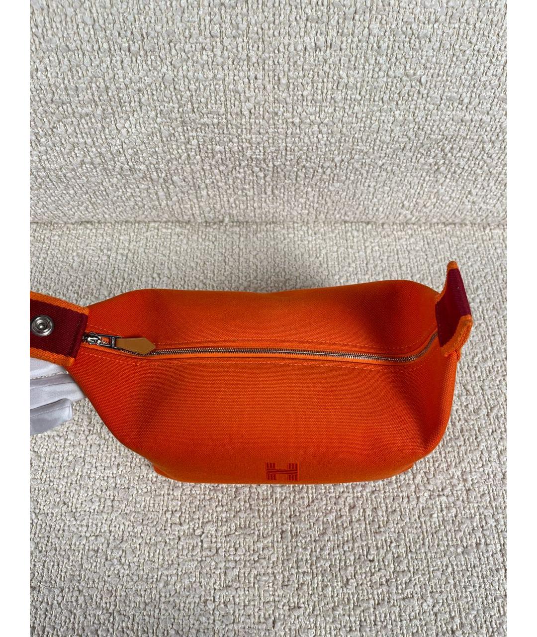 HERMES Оранжевая тканевая косметичка, фото 8