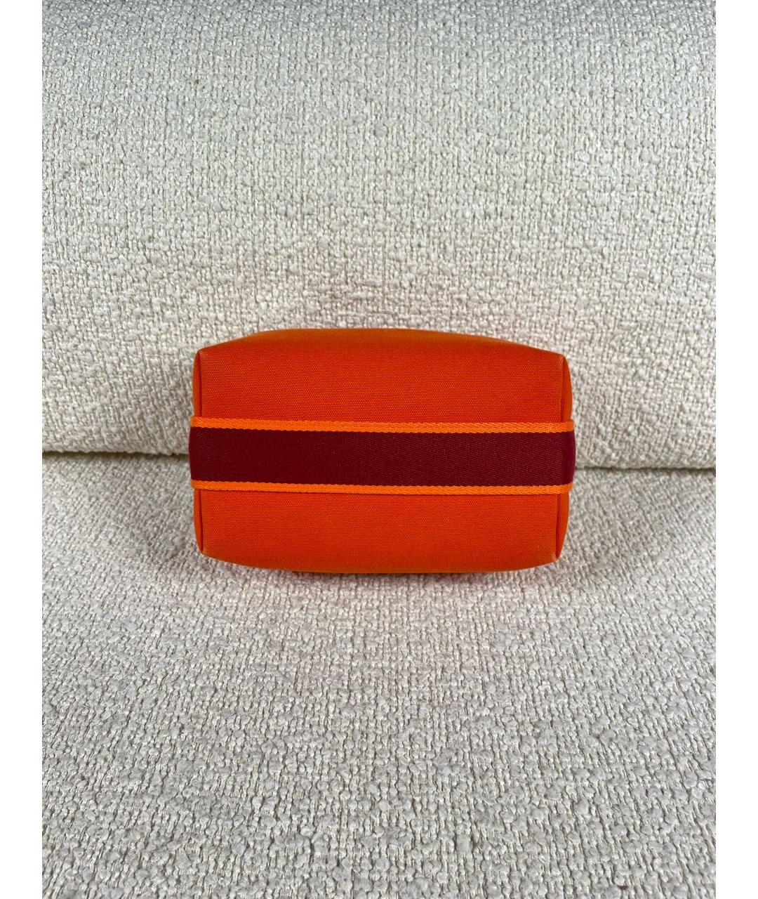 HERMES Оранжевая тканевая косметичка, фото 6