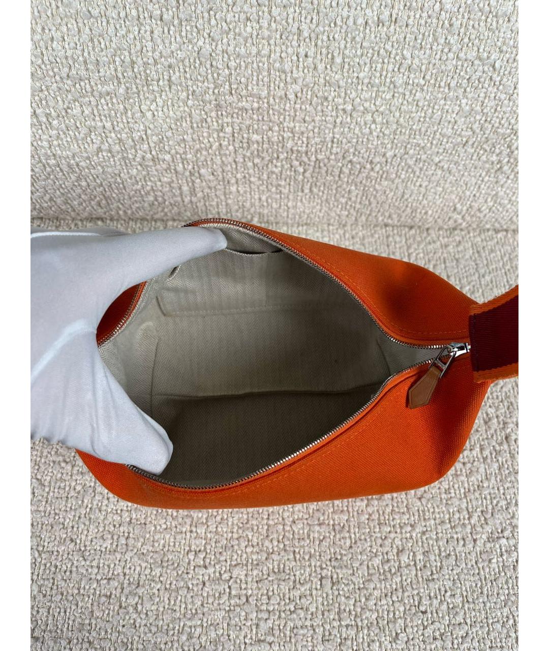 HERMES Оранжевая тканевая косметичка, фото 4